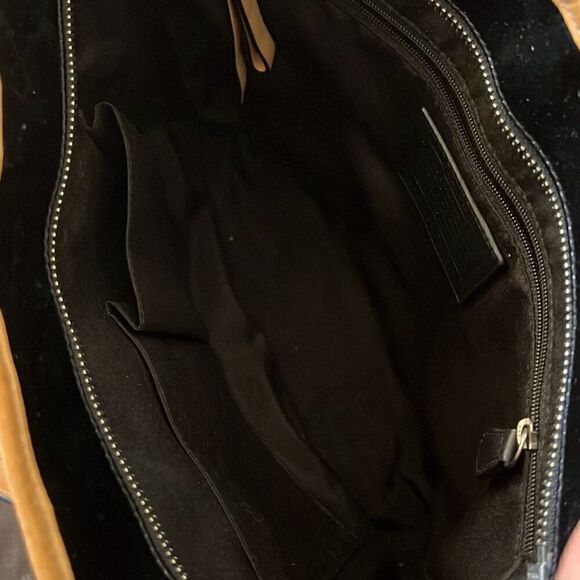 Coach Peyton Embossed Patent Black Purse Handbag With Tan K1261-F22322 - Picture 7 of 12